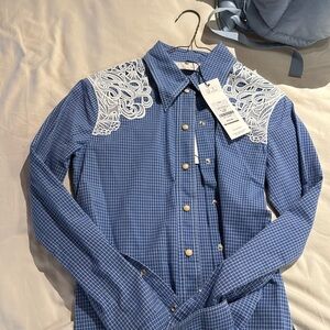Chloe Western blue top size S NWT